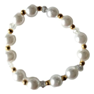 Manilla perlada blanca y dorado