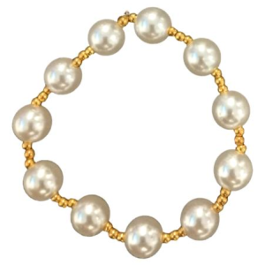 Manilla perlas blancas con dorado